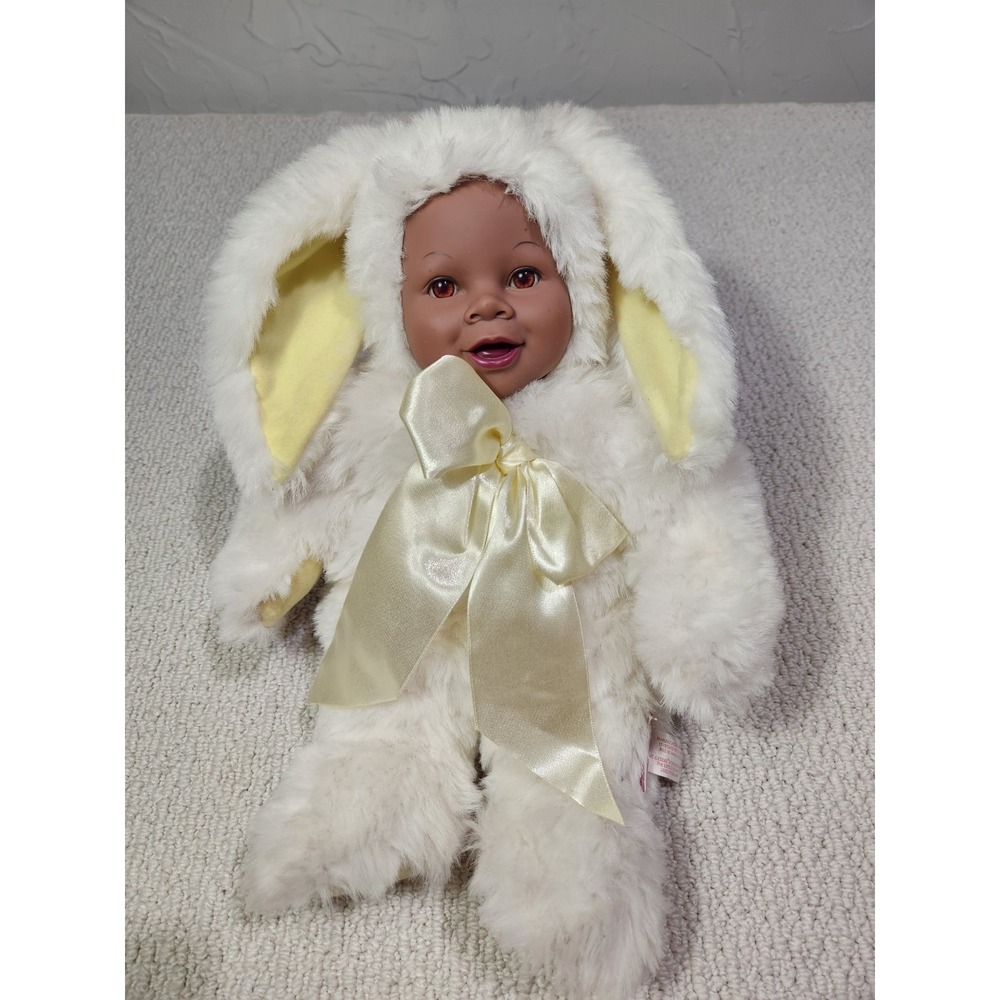 Anne Geddes Baby Bunny Plush Doll‎ African American 1997 Yellow and White Easter
